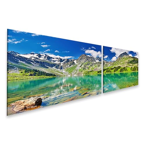 Tableau sur toile lac de montagne islandburner déco salon en 2 pièces