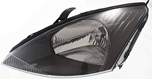 Evan Fischer Headlight Assembly Compatible with 2003-2004 Ford Focus Halogen Gray Interior Driver Side