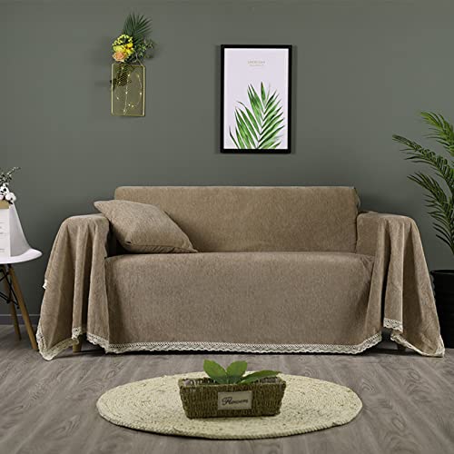 Funda de sofá de chenilla gruesa con diseño de encaje, antiarañazos, cobertura completa, funda de sofá de esquina de 4 plazas, protector de sofá para decoración de sala de estar, manta de sofá, color