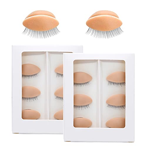 6 Pairs Realistic Eyelids with Eyelashes for eyelash extension Mannequin Head Kit, Eyelash Mannequin Head Replaced Eyelids Silicone ,for Eyelash Training Practice Makeup Extension
