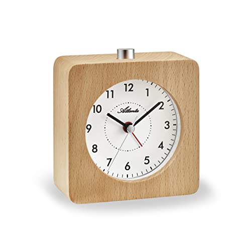 Atlanta Quarzwecker aus Holz Buche Licht Snooze Crescendo - 3140