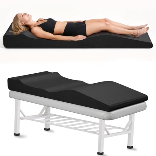 Selectico Ergonomic Lash Bed Topper High-Density Foam Massage Table Topper with Plush Removable Cover Non-Slip Massage Table Pad for Salon Spa Facial Lash Extension Beds 71x27.5 (Black)