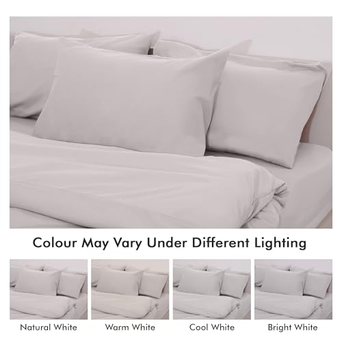 Novo Home Double Bed Duvet Cover Set Light Grey - Soft Microfibre Quilt Cover with 2 Pillowcases - Image 4