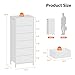 Furnulem White Tall Dresser for Bedroom,Vertical Storage Tower Unit and End Table with 6 Fabric Drawers, Nightstand Furniture with Drawer Organizer in Living Room,Closet,Entryway,Hallyway