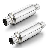 A-KARCK 2.5' Inlet Resonator, Exhaust Resonator Muffler Stainless Steel Polished 2.5' Inlet 2.5' Outlet 16' Overall Length Straight Through Design 2 Pack