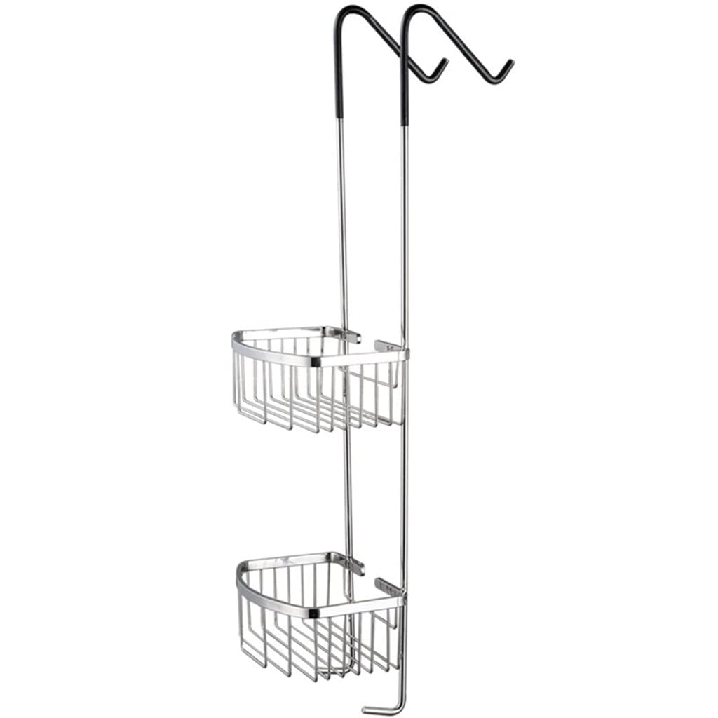 Exquisitos estantes de baño Organizador de carrito de ducha colgante sobre la puerta, bañera de baño de metal y estante de ducha, para cabinas de ducha de baño, bañeras, con 2 ganchos y 2 cestas (Colo