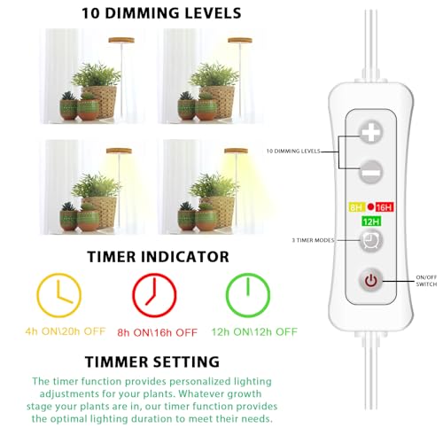 yadoker Halo Plant Grow Light, LED Growing Light with Base Full Spectrum for Indoor Plants,Height Adjustable, Automatic Timer, 5V Low Safe Voltage,Idea for Small Plants — view 5