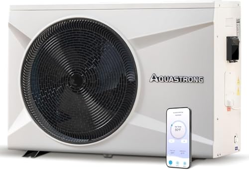 AQUASTRONG Inverter Swimming Pool Heat Pump,Pool Heater for Above Ground and Inground Pool Heating Smart WiFi Control and Cooling Pool Heater Pools Up to, 7500 Gallons