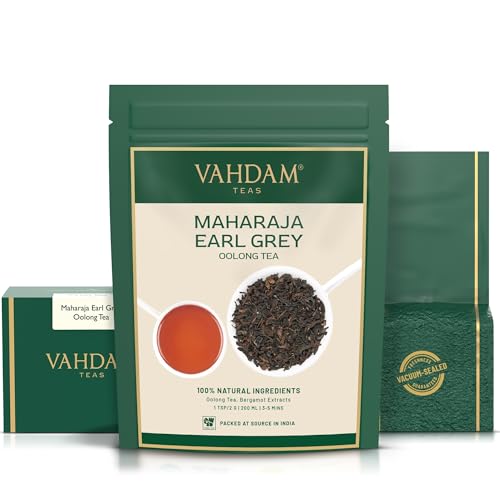 image for VAHDAM, Maharaja Earl Grey Oolong Tea Loose Leaf (50 Cups/3.53oz) Non 