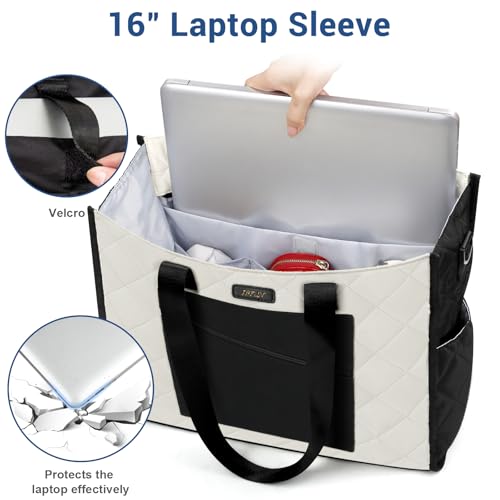 IBFUN Utility Tote Bag with 14/24 Pockets Zip Top Teacher Tote Bag for Teacher/Work Women3