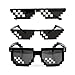 [3 Pack] Thug Life Sonnenbrille, Männer Frauen Glas 8 Bit Pixel Mosaik Brille Foto Requisiten Unisex Sonnenbrille Spielzeug - Schwarz, schwarz