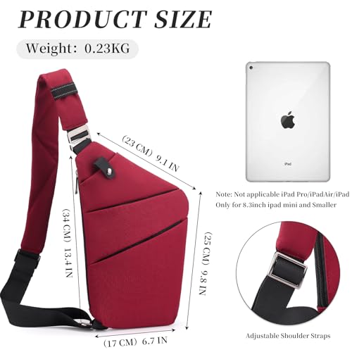 Image of Anti Theft Crossbody Bag,Sling Bag for Women Men,Multi-pocket Chest Shoulder Bag for Travel, Sport, Work