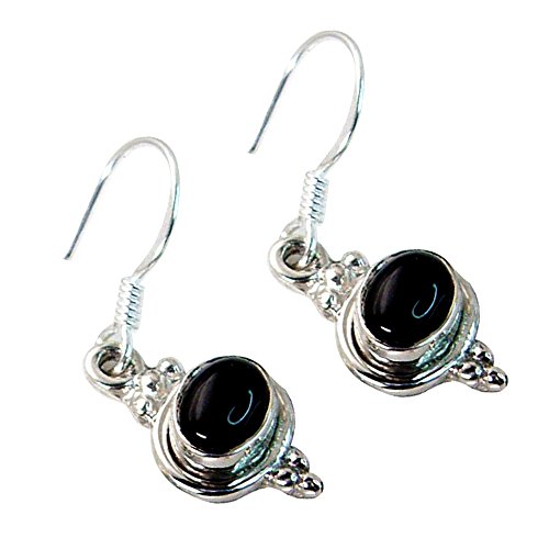 Boucles d'oreilles noir onyx birthstone en argent, le cadeau idéal pour femme