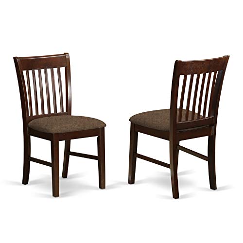 East West Furniture Nfc-Mah-C Norfolk Dinette Chairs - Linen Fabric Upholstered Wooden Chairs, Set Of 2, Mahogany #TOP3