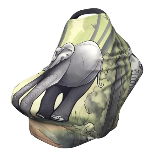 XZDHYZ Walking elephant Versatile full-print Stroller Chair Cover/Nursing Cover, specially designed for your baby, Black