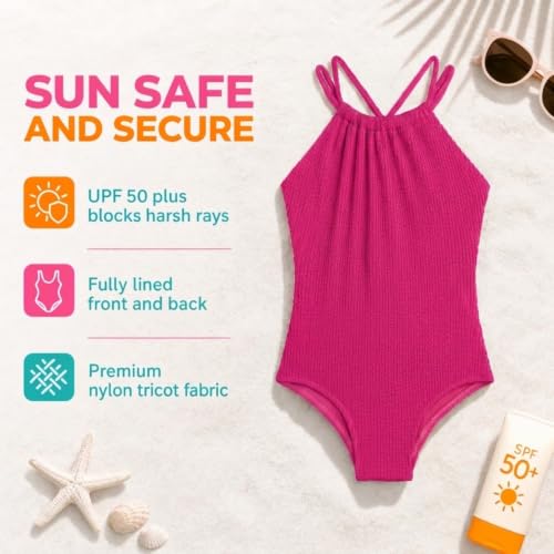 Image of Kanu Surf Girls Jasmine Beach Sport Halter One Piece Swimsuit