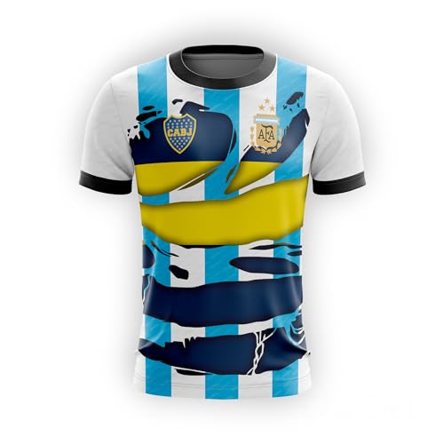 Boca Juniors & Argentina. Camiseta de Boca Juniors y Argentina. Poliéster. Uso diario. Unisex. Diseños propios, únicos y originales en todos nuestros productos. Somos Sportivo Maglietta. CAM0041. M.