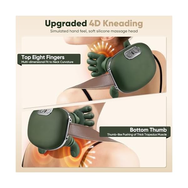 Omumax Neck Massager with Heat, Wireless Human-Like Massage, Green - Image 4
