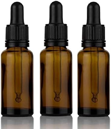 PACK OF 3 Amber Glass Aromatherapy Bottle (25ml) with Pipette Dropper. Top quality empty brown amber glass bottle suitable for Aromatherapy, Art, Crafts, First Aid, Eye and Ear Drops