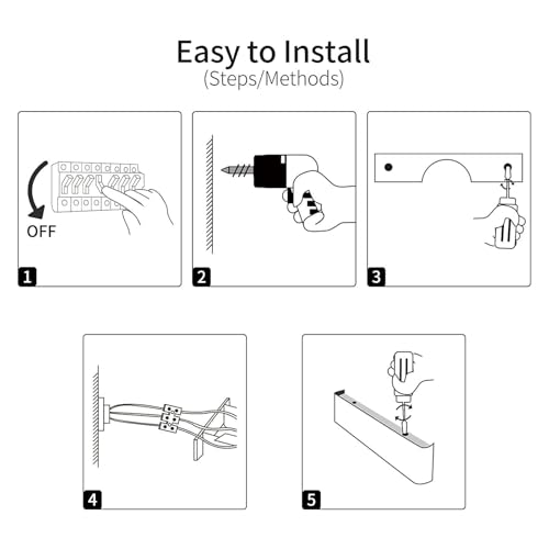 Lámpara de pared interior LED de aluminio negro con luz neutra de 61cm 5