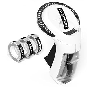 Embossing Label Maker Machine with Tapes, Vintage Embossed Label Maker, Retro Embosser Labeler with 3 Rolls 3D 9mm Embossing Label Tapes Waterproof for Home Office Kids DIY Crafting, White