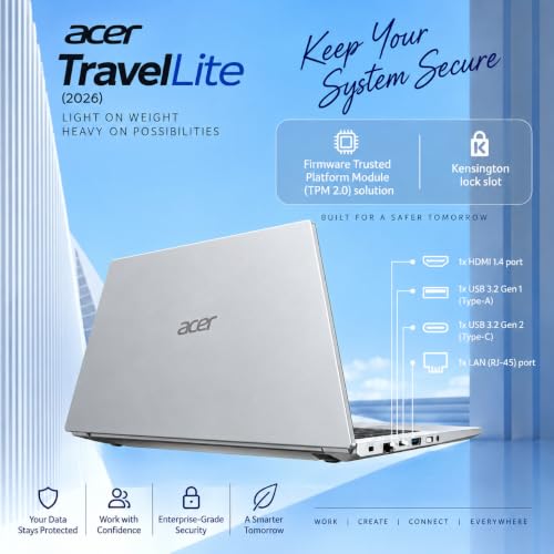 Image of Acer Travel Lite (2026) AMD Ryzen 5 Hexa Core 7430U - (16 GB /512 GB SSD /AMD Radeon Graphics /Windows 11 Home) Thin & Light Laptop /14.0 inch HD Display /Silver /Copilot Key /1.34 Kg /MSO 2024 /3 Years Warranty