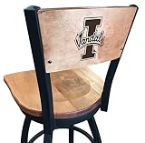 Holland Bar Stool Co. L038-30" Black Wrinkle Cincinnati Swivel Bar Stool with Laser Engraved Back by