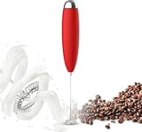 Electric Milk Frother Handheld For Coffee, Upgraded Motor Electric Whisk Durable Low Noise Mini Drink Mixer Portable Foam Maker For Cold Milk Bulletproof Coffee Latte Cappuccino Matcha in Kitchen, Red