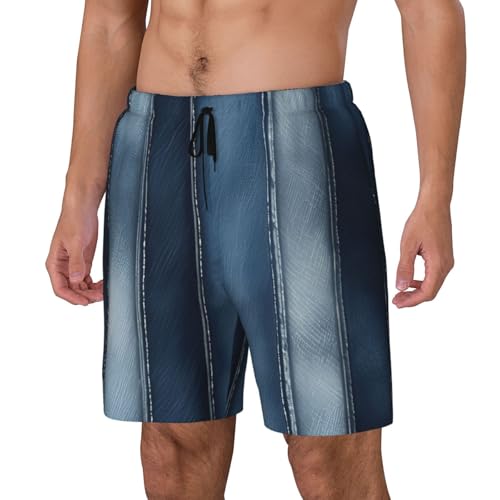 YANYU Gradient Blue Denim Print Men Hawaiian Shorts Quick Dry Swim Trunks Surfing Beach Vacations Summer Activity2