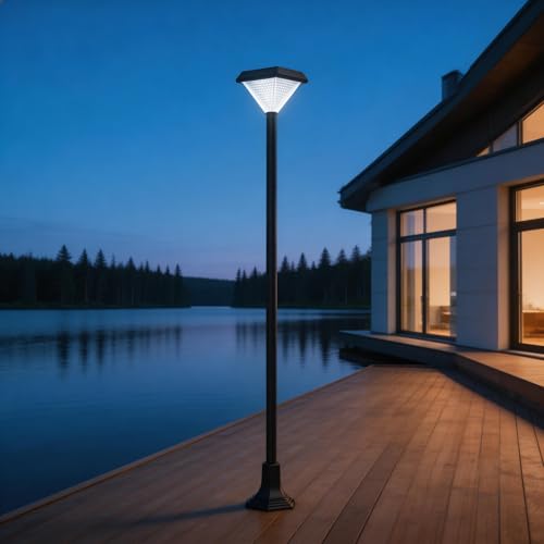 Image of Solar Lamp Post Outdoor 150cm, Tall Garden Lights with Ground Spike IP65