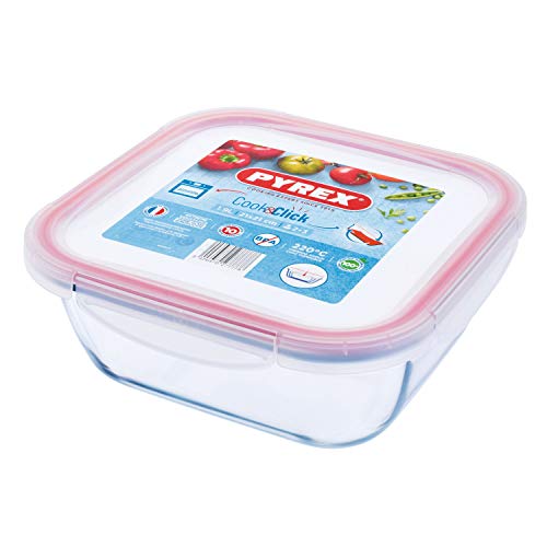 Pyrex Cook & Click Boîte alimentaire rectangulaire en plastique avec fermeture à clip 1,9 l