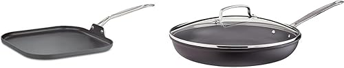 Cuisinart 630-20 Chef's Classic - Plancha cuadrada de 11 pulgadas antiadherente, anodizada dura y sartén de 12 pulgadas, anodizada dura
