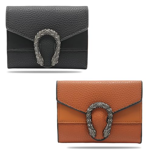 Image of Kraptick Women s Wallet Stylish Compact Purse Clutch with Card & Coin Holder Debit Card Organizer, Travel Wallet & Money Organizer for Women with 8 Card Slots (Black & Brown) (Combo of 2)