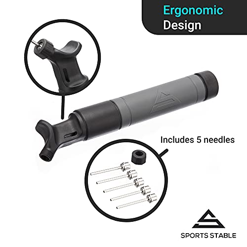 Sports Stable Ball Pump With 5 Needles Push And Pull Inflation Device For Your Basketball, Football, Soccer Ball, Volleyball, And Other Sport Balls #TOP2