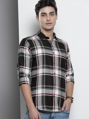 Image of The Indian Garage Co Men Slim Fit Checkered Full Sleeves Spread Collar Casual Shirt