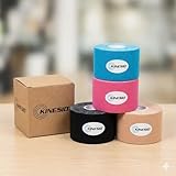 Fita Kinesiológica 5cm x 5m Premium Elástica Adesiva – Bandagem para Fisioterapia, Recuperação Muscular, Lesão Esportiva e Dor – Hipoalergênica, Respirável e À Prova d'Água – Cores Sortidas