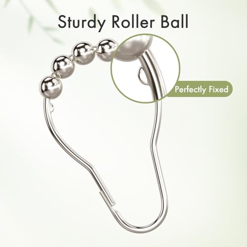 Image of Amazer Shower Curtain Hooks Rings, Anti-Rust Metal Double Glide Shower Hooks for Bathroom Shower Rods Curtains-Set of 12-Chrome