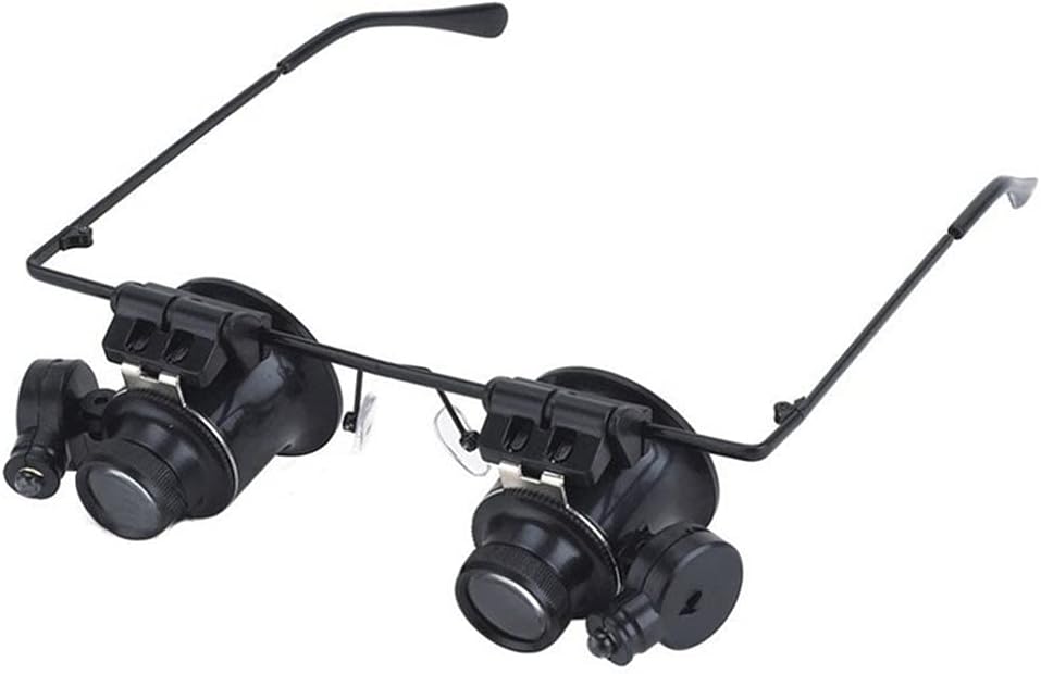 20X Glasses Type Double Eye Binocular Magnifier Watch Repair Tool Magnifier with Two Adjustable LED Lights