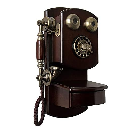 Landline Phones for Home, Old-Fashioned Rotary Phone, Retro Wall-Mounted for Landline, Vintage Corded Wooden Telephone