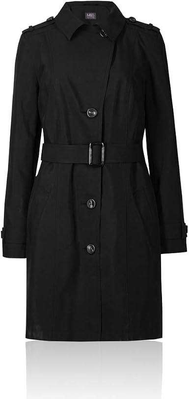 The Outlet London - Abrigo - Gabardina - Manga Larga - para Mujer Negro  Negro (40: Amazon.es: Ropa