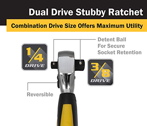 Titan 11050 1/4 and 3/8-Inch Dr Dual Head Stubby Ratchet by Titan - Image 3