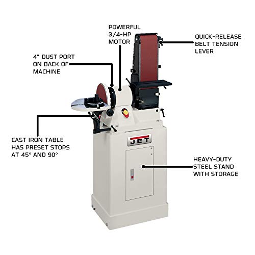 Jet Jsg-96Cs, 6" X 48" Belt And 9" Disc Sander With Closed Stand, 1Ph 115V (708597K) #TOP1