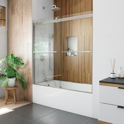 DreamLine Sapphire 56-60 in. W x 60 in. H Semi-Frameless Bypass Tub Door in Brushed Nickel, SHDR-6360602-04