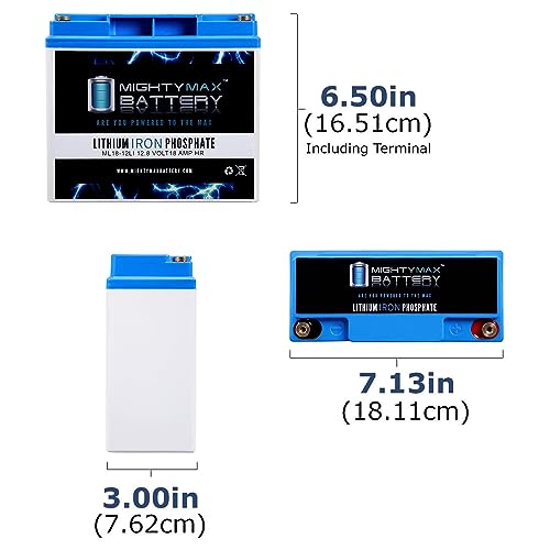 Mighty Max Battery Mighty Max Battery ML18-12LI - 12 Volt 18 AH Deep Cycle Lithium Iron Phosphate (LiFePO4) Rechargeable and Maintenance Free Battery by Mighty Max Battery - Image 2
