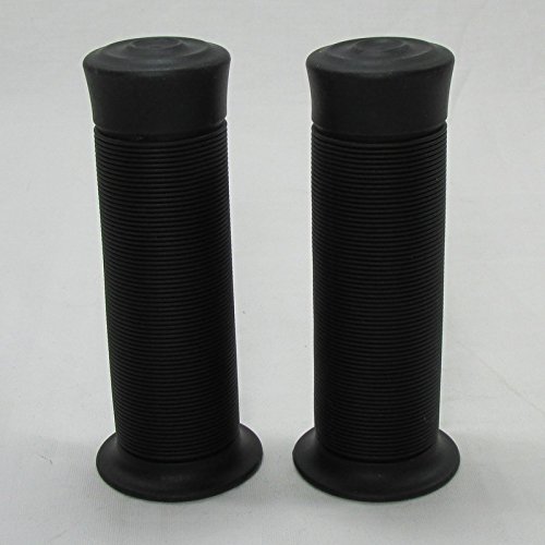 Black BMX Moto Style Motorcycle Soft Rubber Ribbed Grips - Black - 1" Handlebars/Bars - Chopper Bobber Cafe Racer Harley - Thumbnail 5