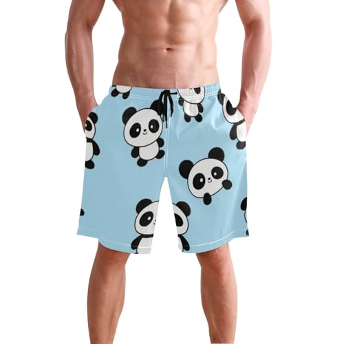 Cartoon Panda Blue Board Shorts Men Double Layer Board Shorts with Compression 8”/ 9” Long XL Plus Size Casual wear2