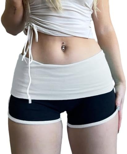 Women's Mini Fold Over Shorts Zebra Cheetah Lounge Low Rise Patchwork Pajamas Y2K Skinny Sexy Casual Shorts