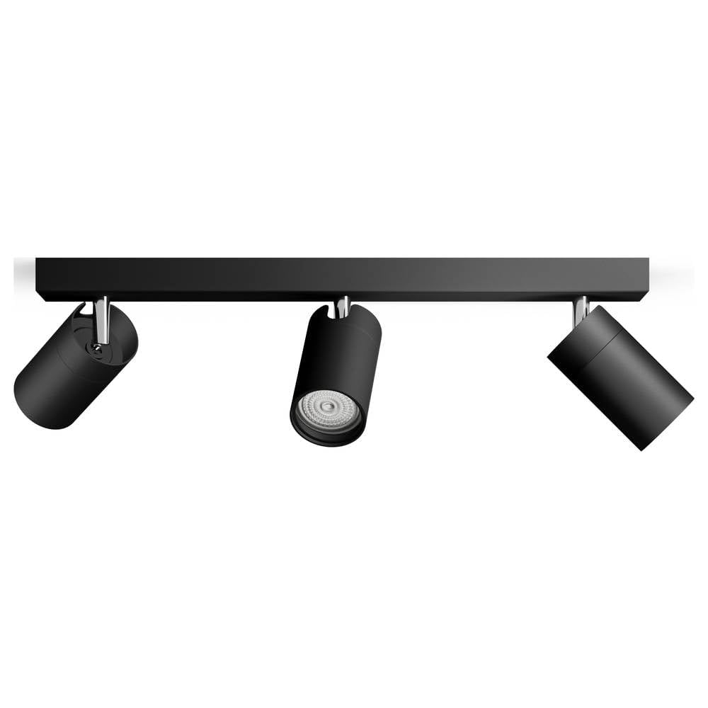 Philips Idris - Foco de Baño (3 luces), bombillas GU10 no incluida, Negro, IP44, Resistente al agua