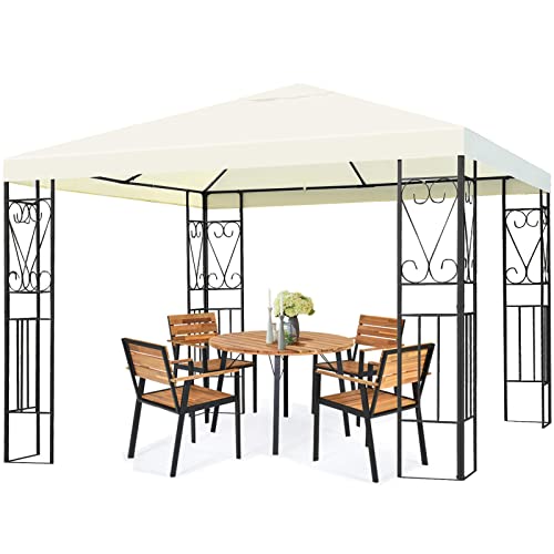 Tangkula 10x10 Ft Patio Gazebo, Outdoor Steel Gazebo with Water-Resistant Canopy, Patio Sun Pavilion Shelter with 100 Square Feet of Shade for Garden, Backyard, Deck Beige