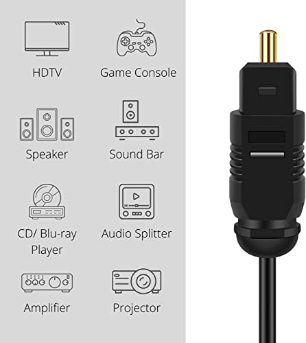 Image of ETZIN Mini Toslink to Toslink Digital Optical Audio Cable - Standard Toslink to Mini Toslink Male Plug Connector Adapter Converter Jack Wire Cord (1M)